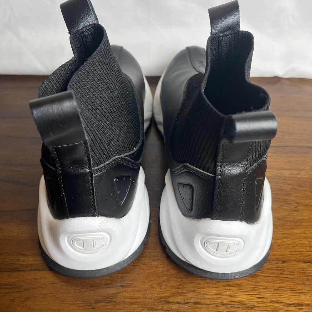 Champion Rally Shoes Womens Sz 10W Black White Leather Slip On Trainers Sneaker - Picture 3 of 12
